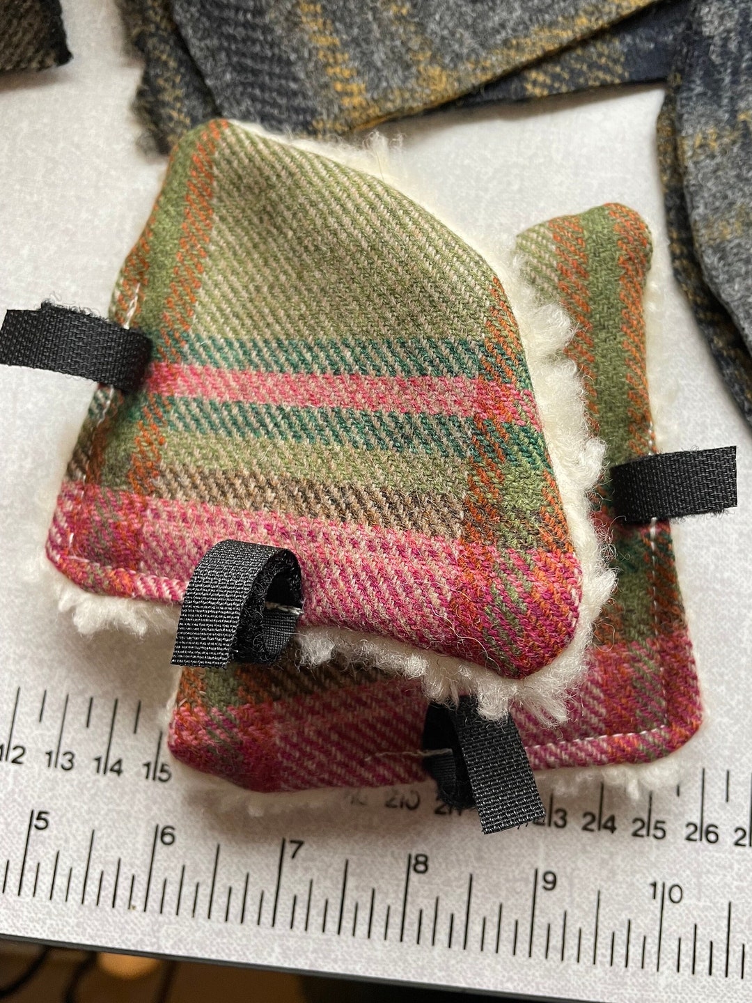 Equestrian Tweed Helmet Ear Warmers Green & Pink Etsy