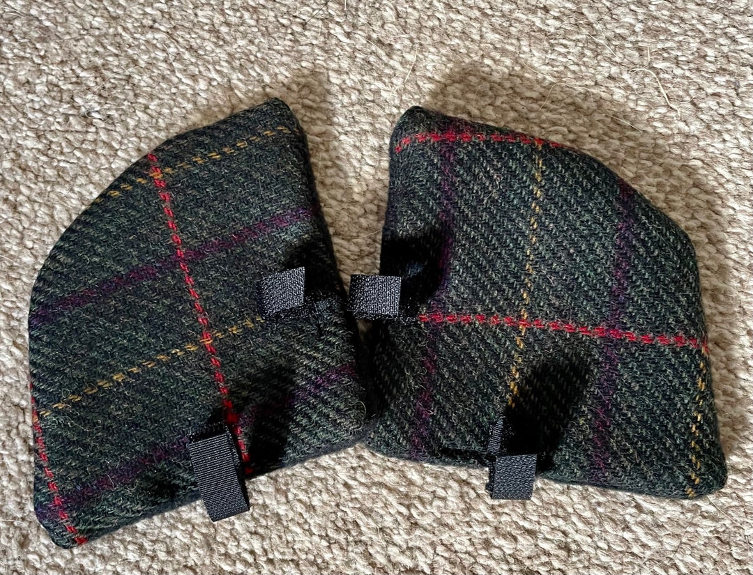 Equestrian Tweed Helmet Ear Warmers Dark Green Check Etsy