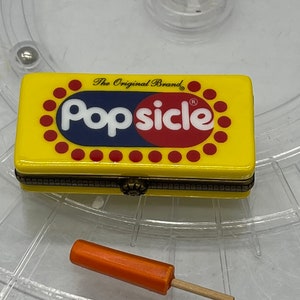 Rare Good Humor Popsicle Porcelain Hinged Box with Orange Popsicle Trinket.