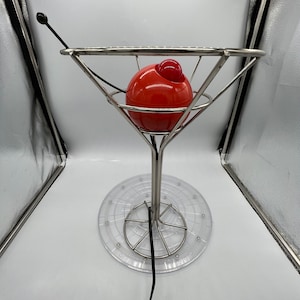Vintage Mid-Century 1950s Style Pop Art Manhattan Cocktail Lamp with Cherry!