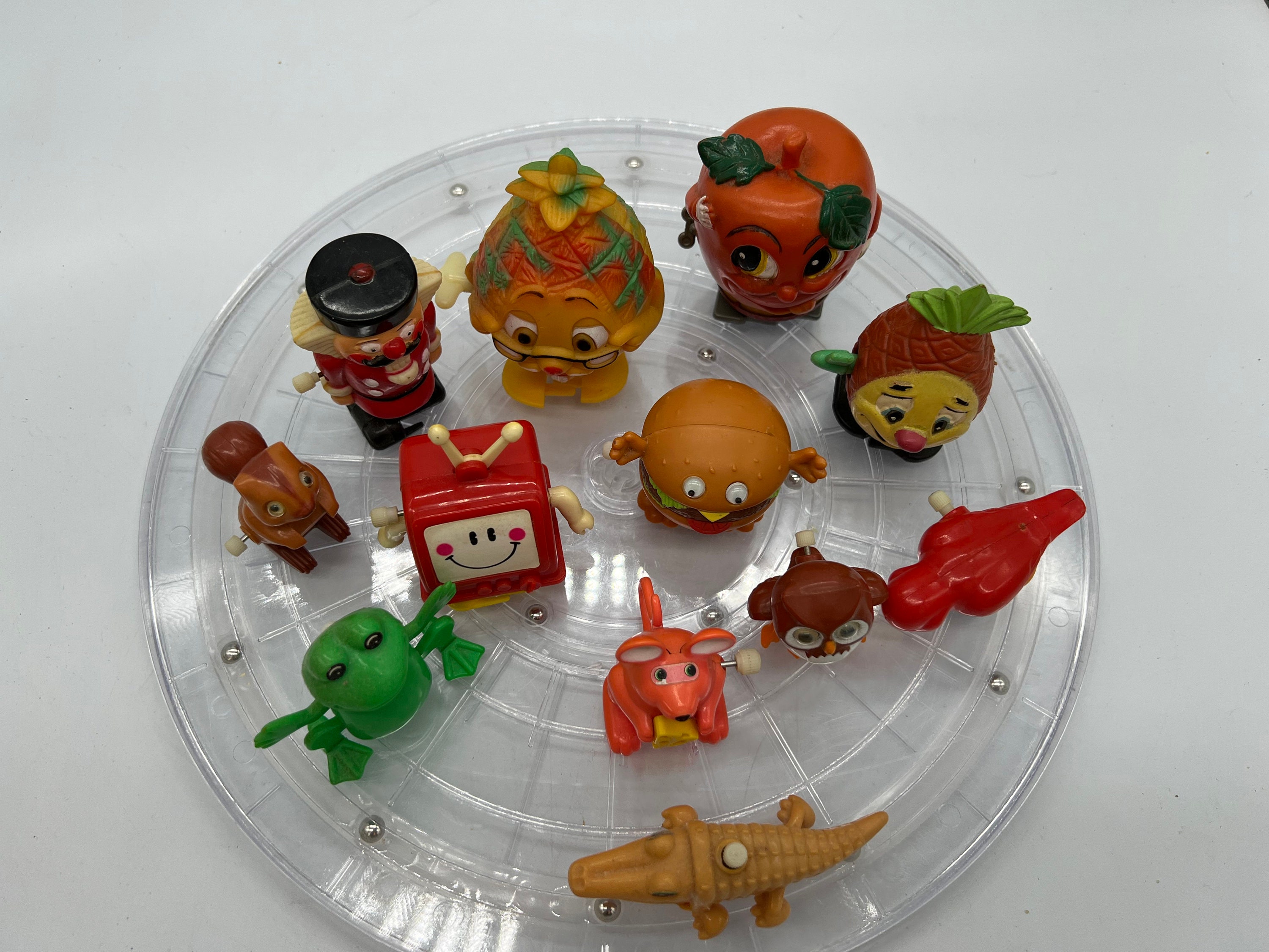 Vintage Anthropomorphic Pineapple, Apple, Cheeseburger, Animals