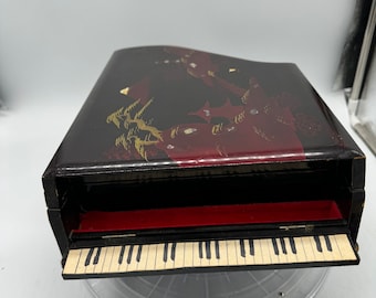 Caixa de partituras de piano vintage laqueada: peça de colecionador de meados do século XX