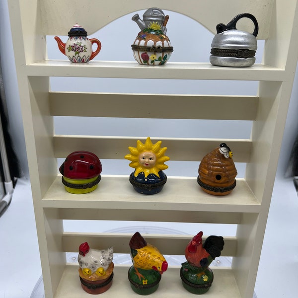 Various Vintage PHB Porcelain Hinged Boxes! Sold Separately! Sun, Ladybug, Teapot, Tea Kettle, Beehive, Chickens and Rooster!