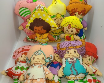 Vintage Miniature Strawberry Shortcake Pillow Dolls. Strawberry Shortcake Christmas Ornaments. Mini Cloth Dolls. Sold Separately!