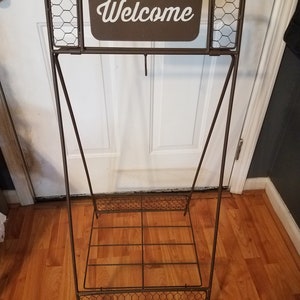 Vintage Metal Welcome & Howdy Plant Stand. image 1