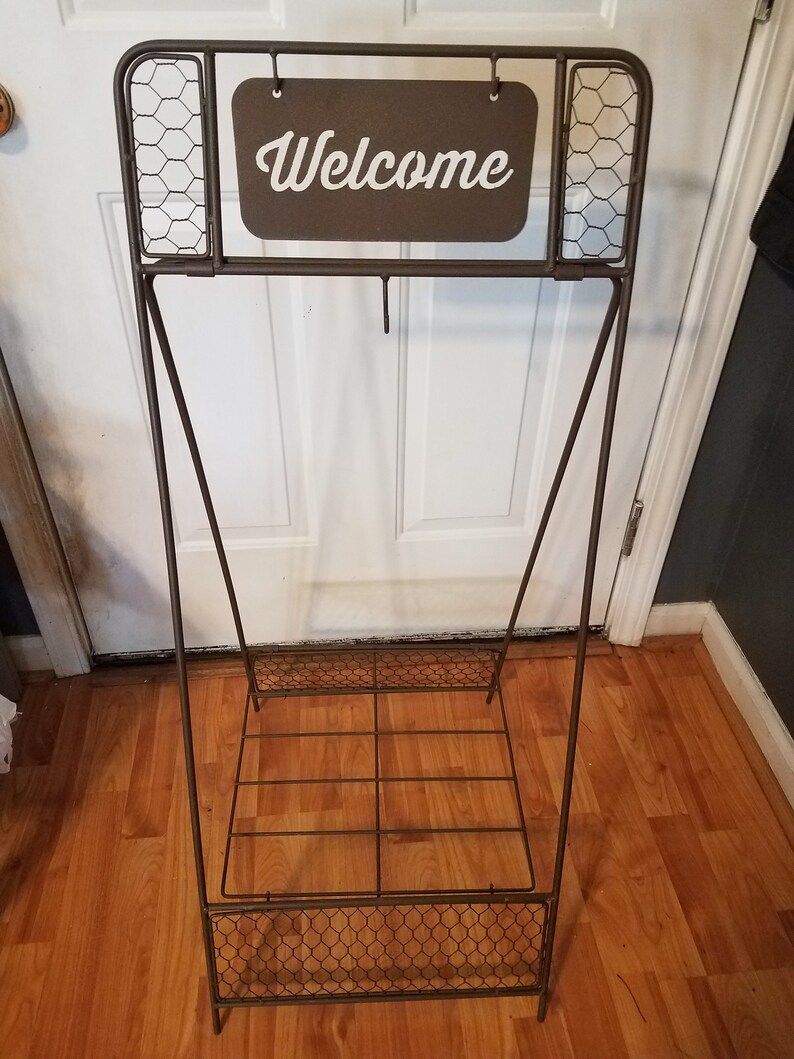 Vintage Metal Welcome & Howdy Plant Stand. image 1