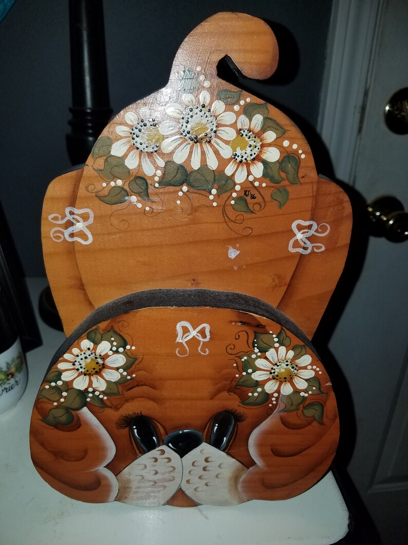 Tole Handpainted Wood Dog Doorstop Vintage Dog Doorstop Etsy