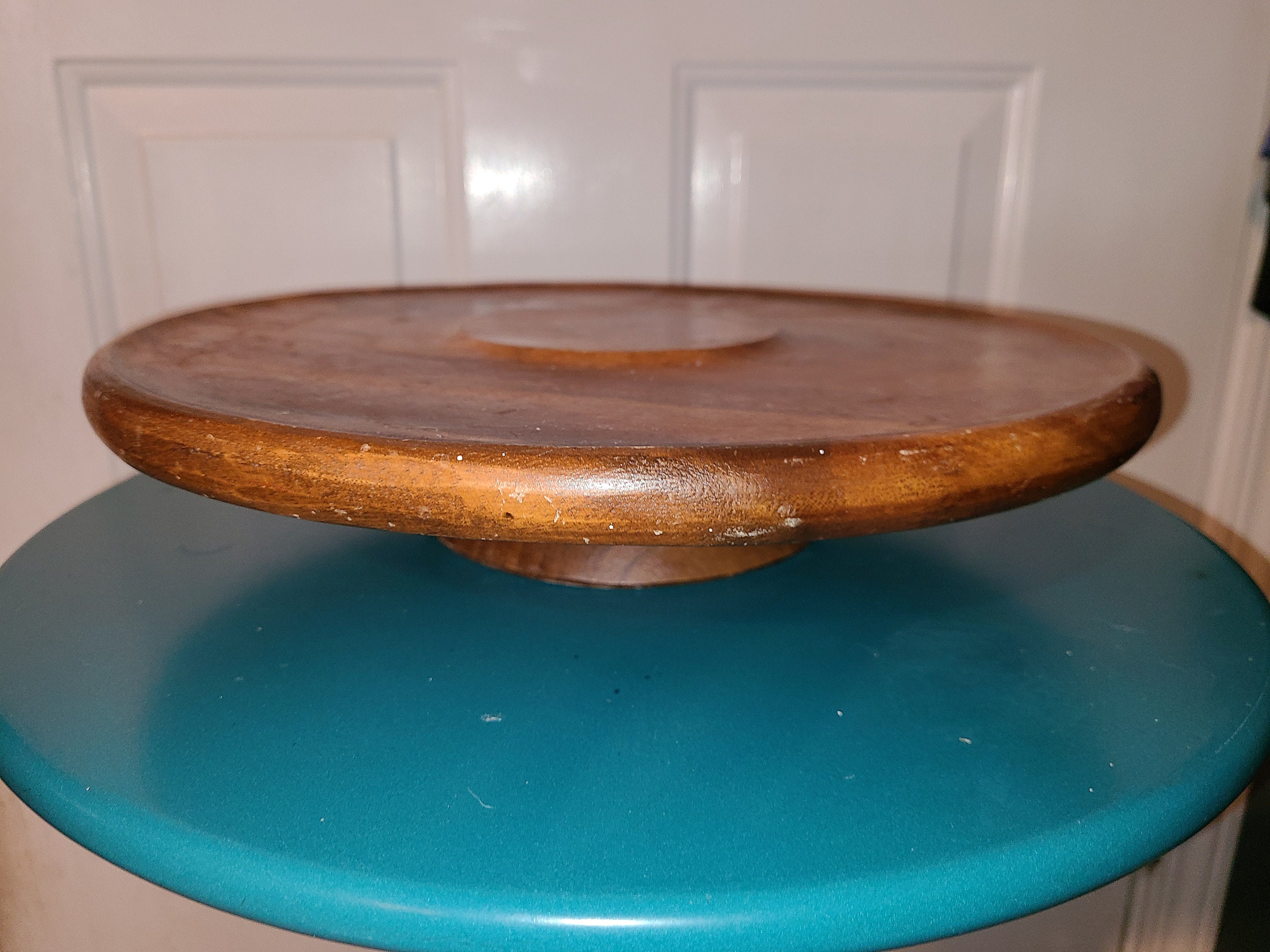Vintage Wood Lazy Susan Cake Stand. Etsy 日本