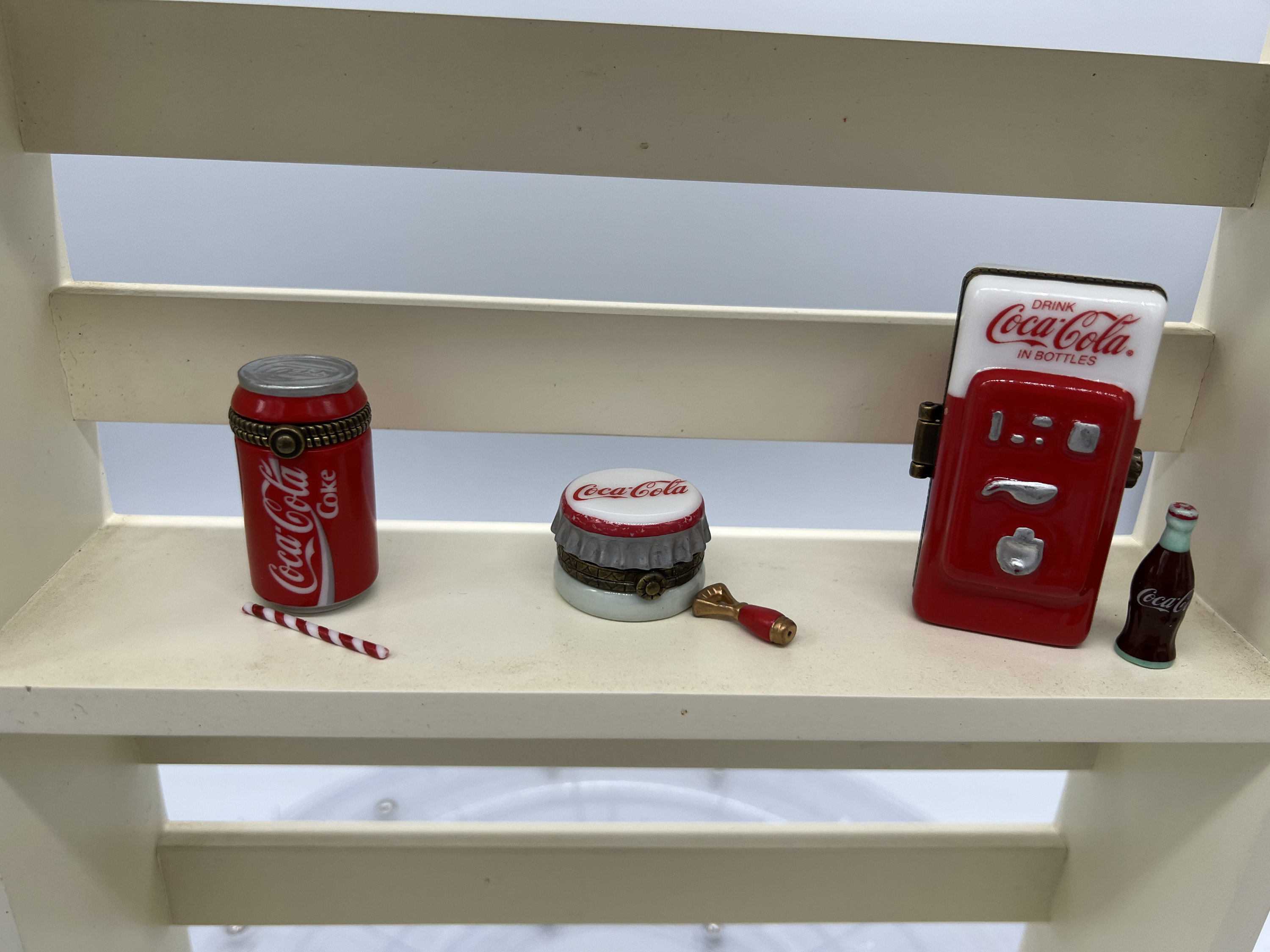 Vintage Coca-cola Hinged Trinket Box Set: Can, Bottle Cap, Machine
