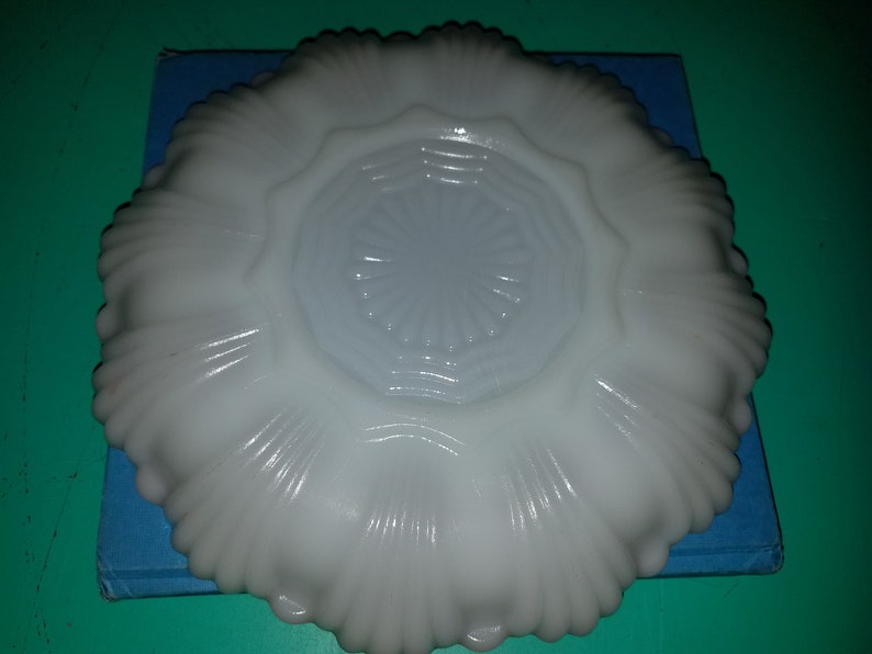 Vintage Ivory Milk Glass with Gold Trim Egg Plate