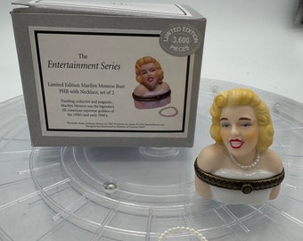 Vintage Marilyn Monroe Porcelain Trinket Box with Pearl Necklace