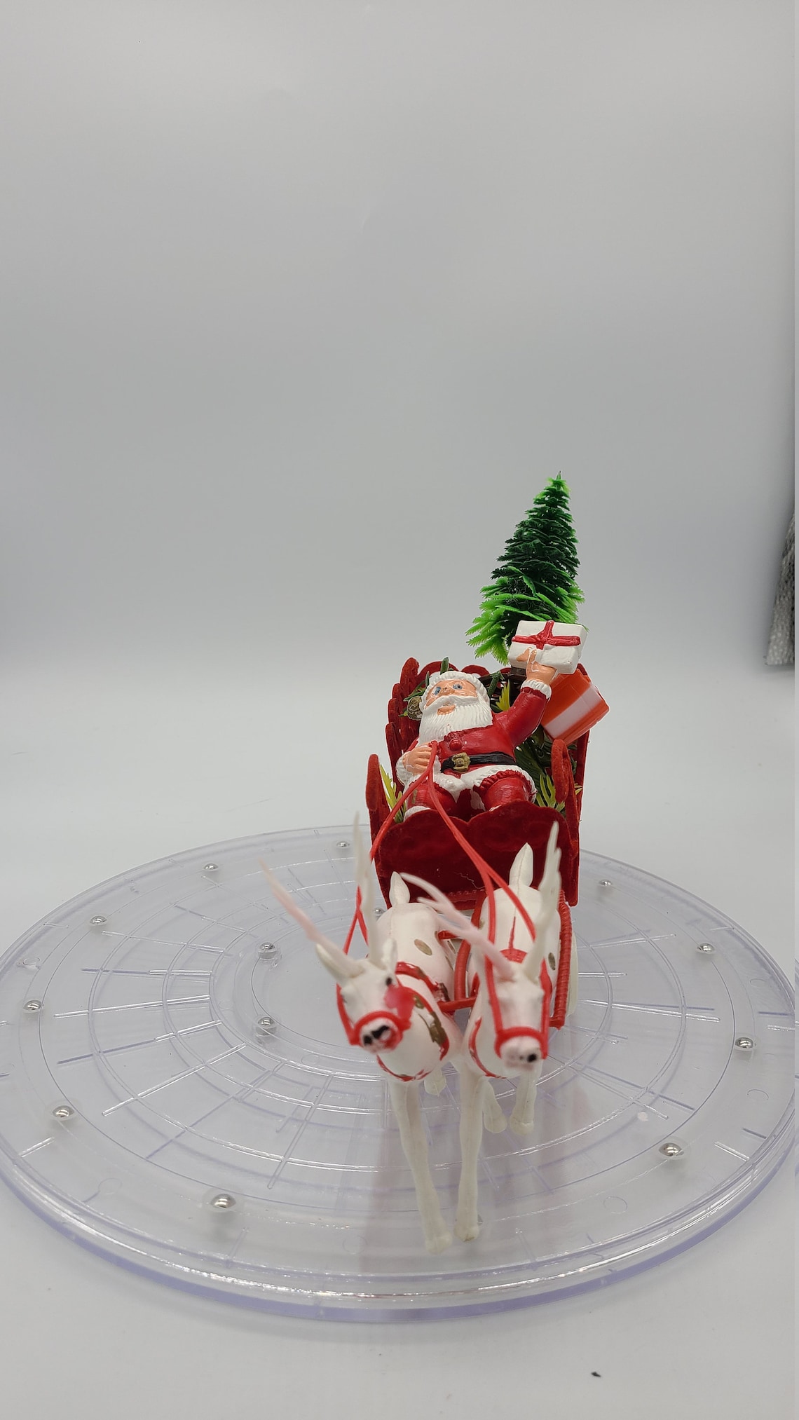 Vintage Blow Mold Santa and Sleigh With Reindeer, Vintage Christmas ...