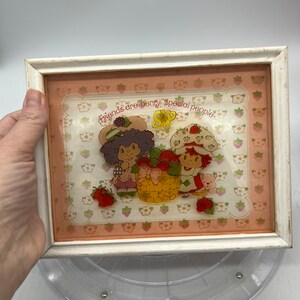 1980s Strawberry Shortcake Reverse Painted Art, Raspberry Tart Decor