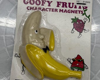 Anthropomorphic Adorable Banana Goofy Fruit Refrigerator Magnet Mint In Pack