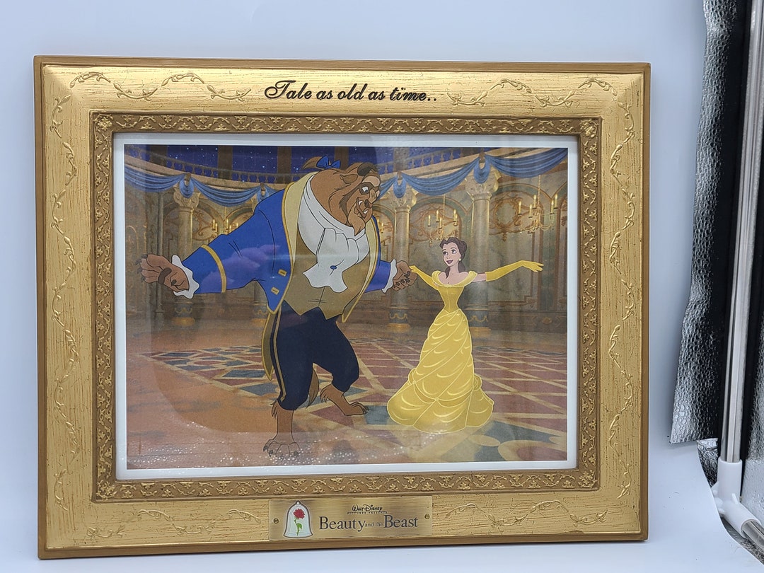 Vintage Disney's Beauty and the Beast Lithograph With Frame and