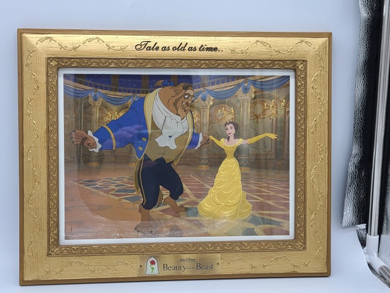 Vintage Disney's Beauty and the Beast Lithograph With Frame and