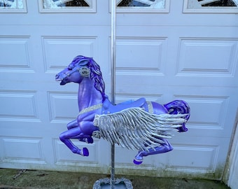 Pegasus Carousel Horse Purple With Silver Wings! Photo Prop! Party Decoration! Wedding, Baby Shower, Cos Play, Halloween, or for fun!