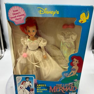 Vintage 1990s Tyco Disney The Little Mermaid doll. Ariel The Beautiful Bride Mint in box.