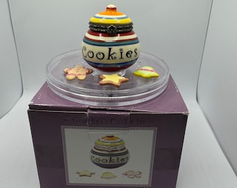 Porcelain Cookie Jar Hinged Trinket Box with Original Box