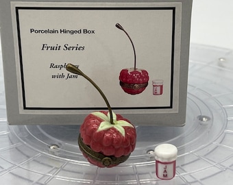 Raspberry Porcelain Hinged Trinket Box - Fruit Series