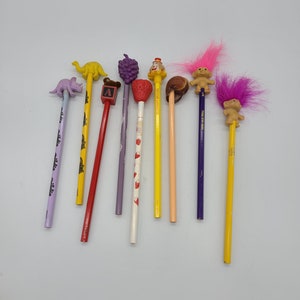 Vintage School Pencils with Amazing Toppers! Sold Separately!