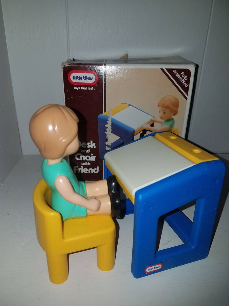 Vintage Little Tikes Dollhouse Size Desk With Chair Friend Etsy