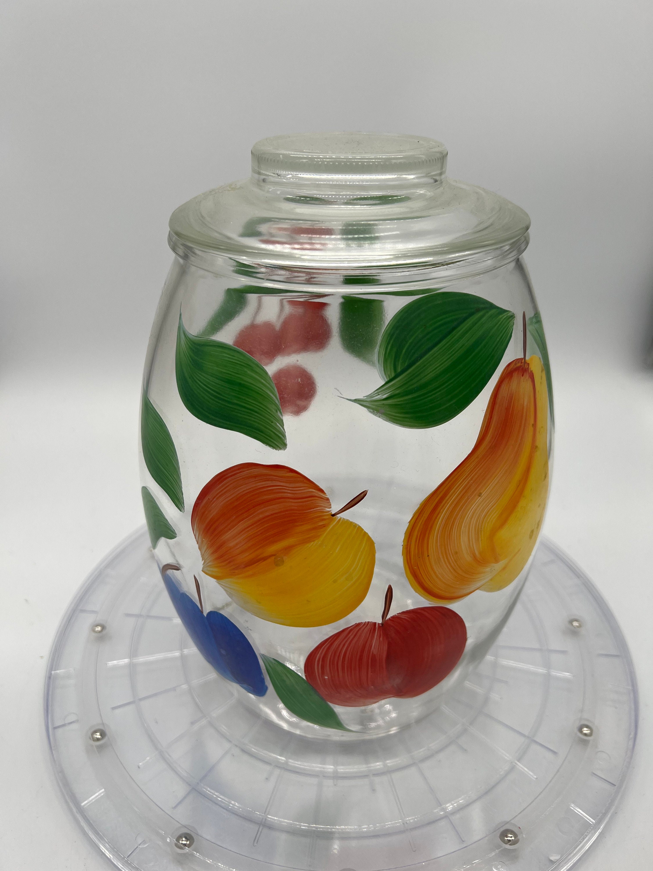 Large Cookie Jar, Bartlett Collins, Hand Painted, 50's Clear