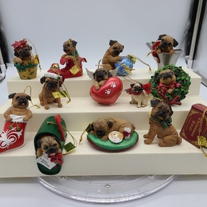 Pug Christmas Ornaments by Danbury Mint! Sold Separately!