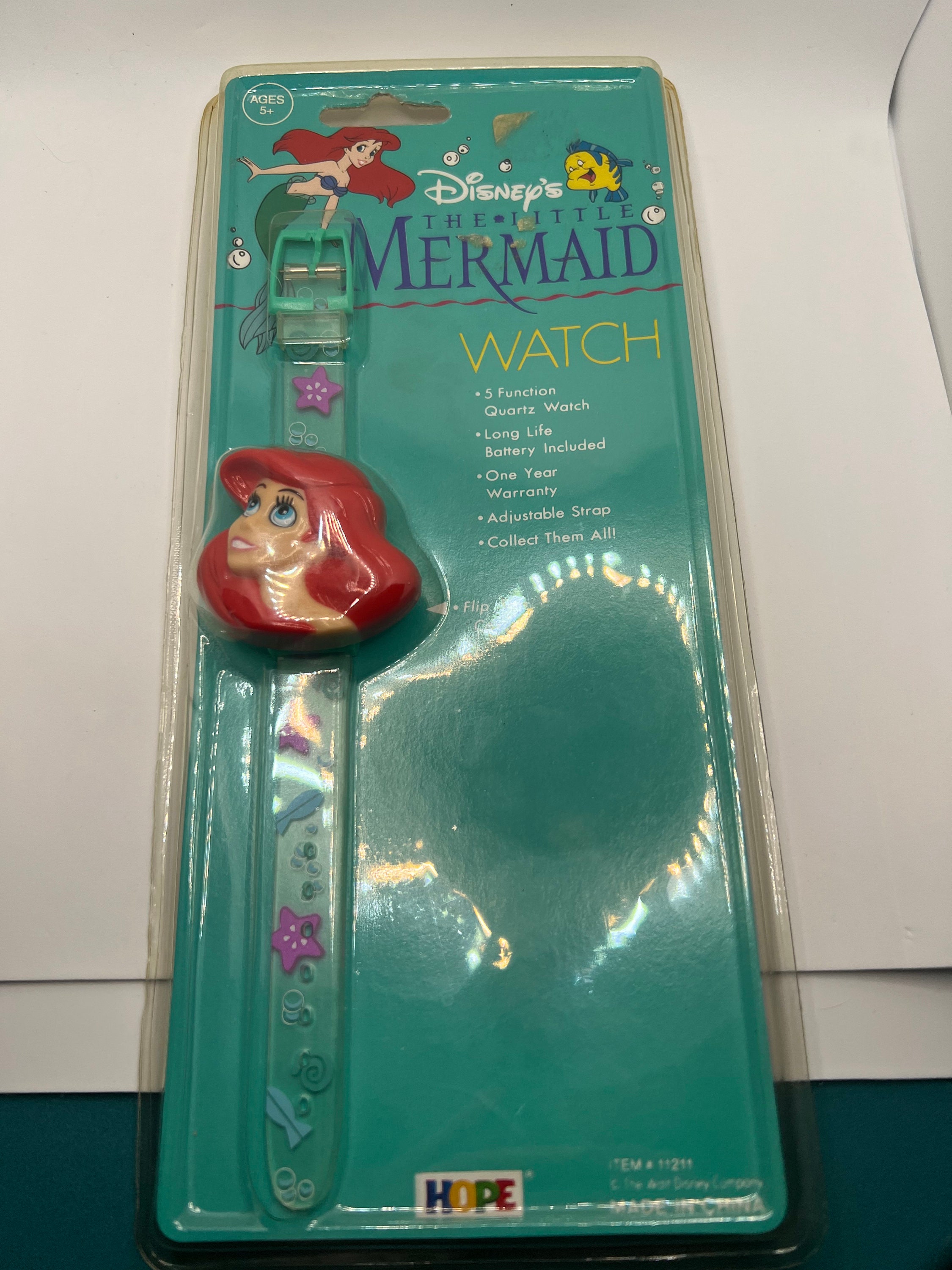 1993 Little Mermaid Collectors Club Watch Vintage 1993 Disney Little Mermaid Ariel Head Watch (mint in  main image 4