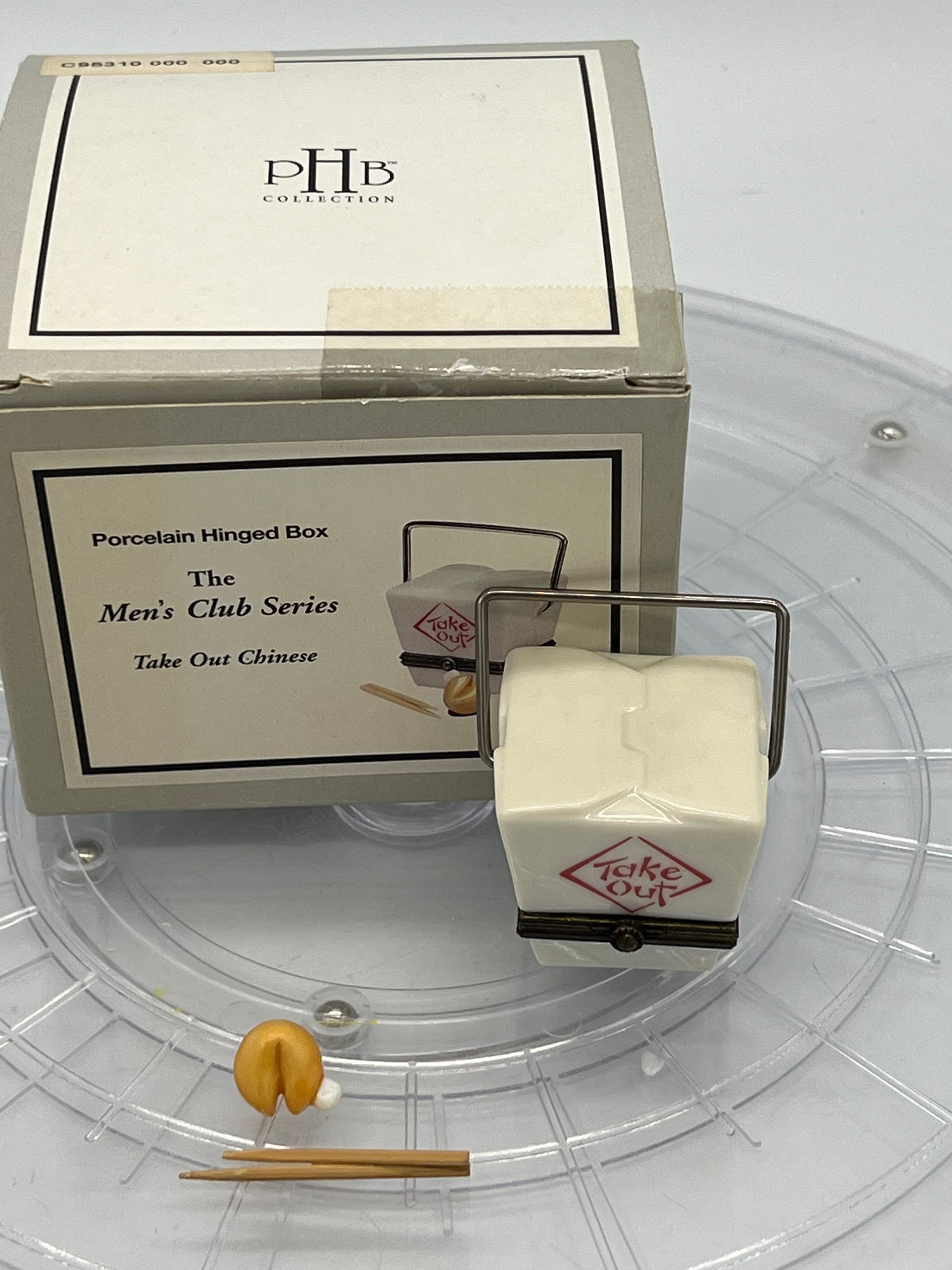 Vintage PHB Porcelain Hinged Box: Chinese Take Out With Chopsticks