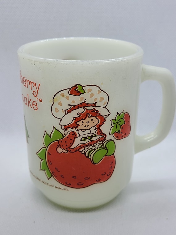 Vintage Strawberry Shortcake Anchor Hocking Milk Glass Mug
