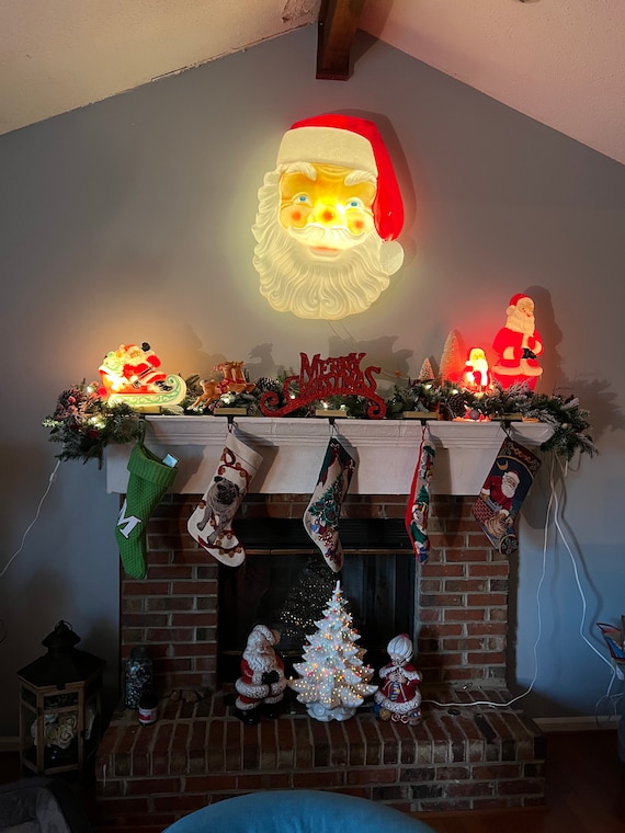 Huge Vintage Empire 32.5 Inch Tall Lighted Santa Head Blow