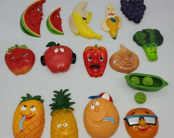Vintage Arjon Anthropomorphic Fruit Refrigerator Magnet: Kitsch Kitchen Decor