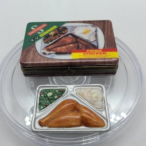 Vintage 1999 Retired Swanson Fried Chicken TV Dinner Porcelain Hinged Box with TV Dinner Trinket.