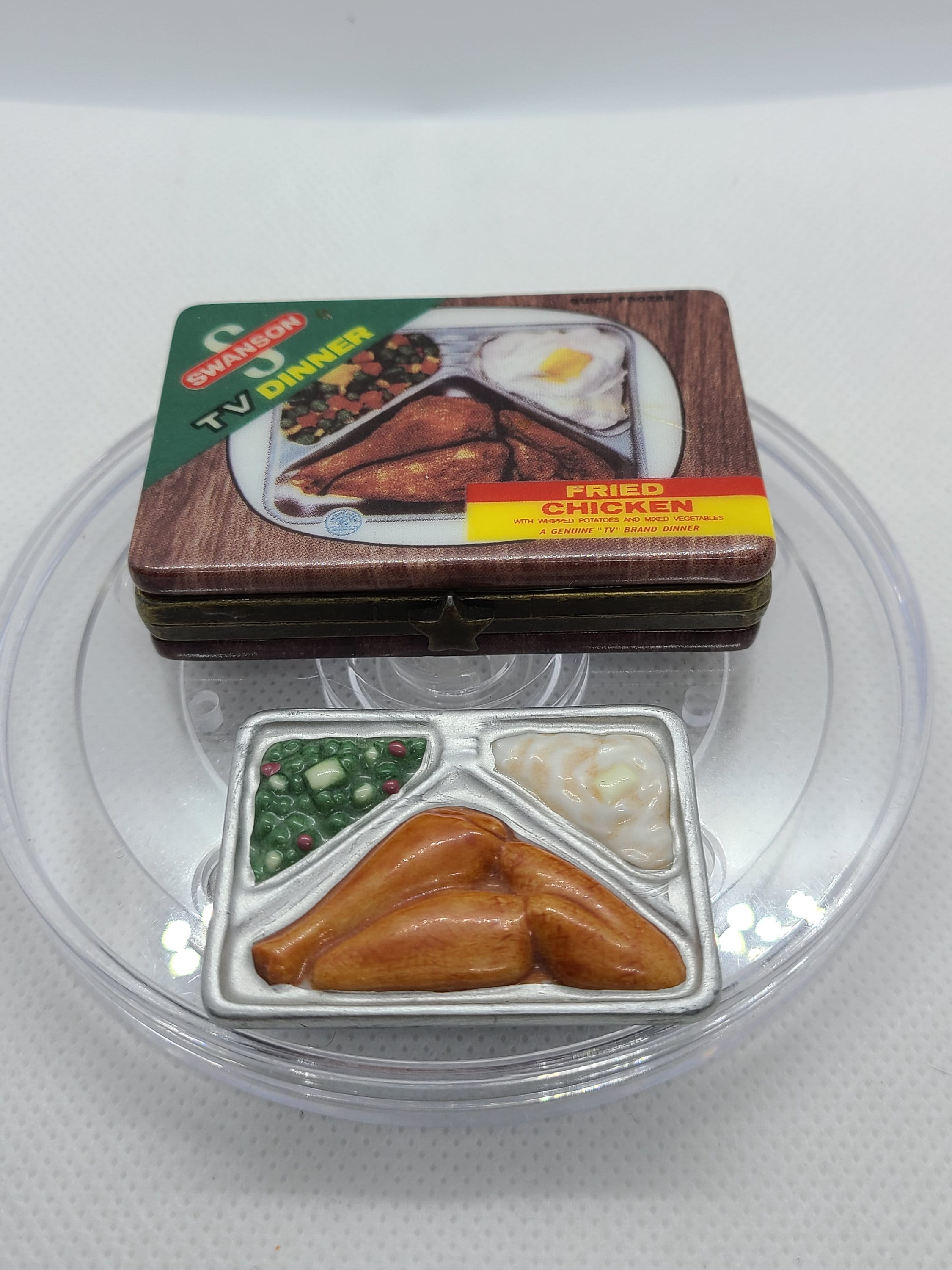 Vintage 1999 Swanson Fried Chicken TV Dinner Porcelain Hinged