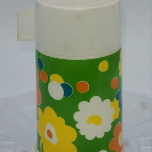 Vintage Aladdin Flower Power Thermos with Glass Insert.