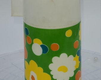 Thermos vintage Flower Power Aladdin avec insert en verre.