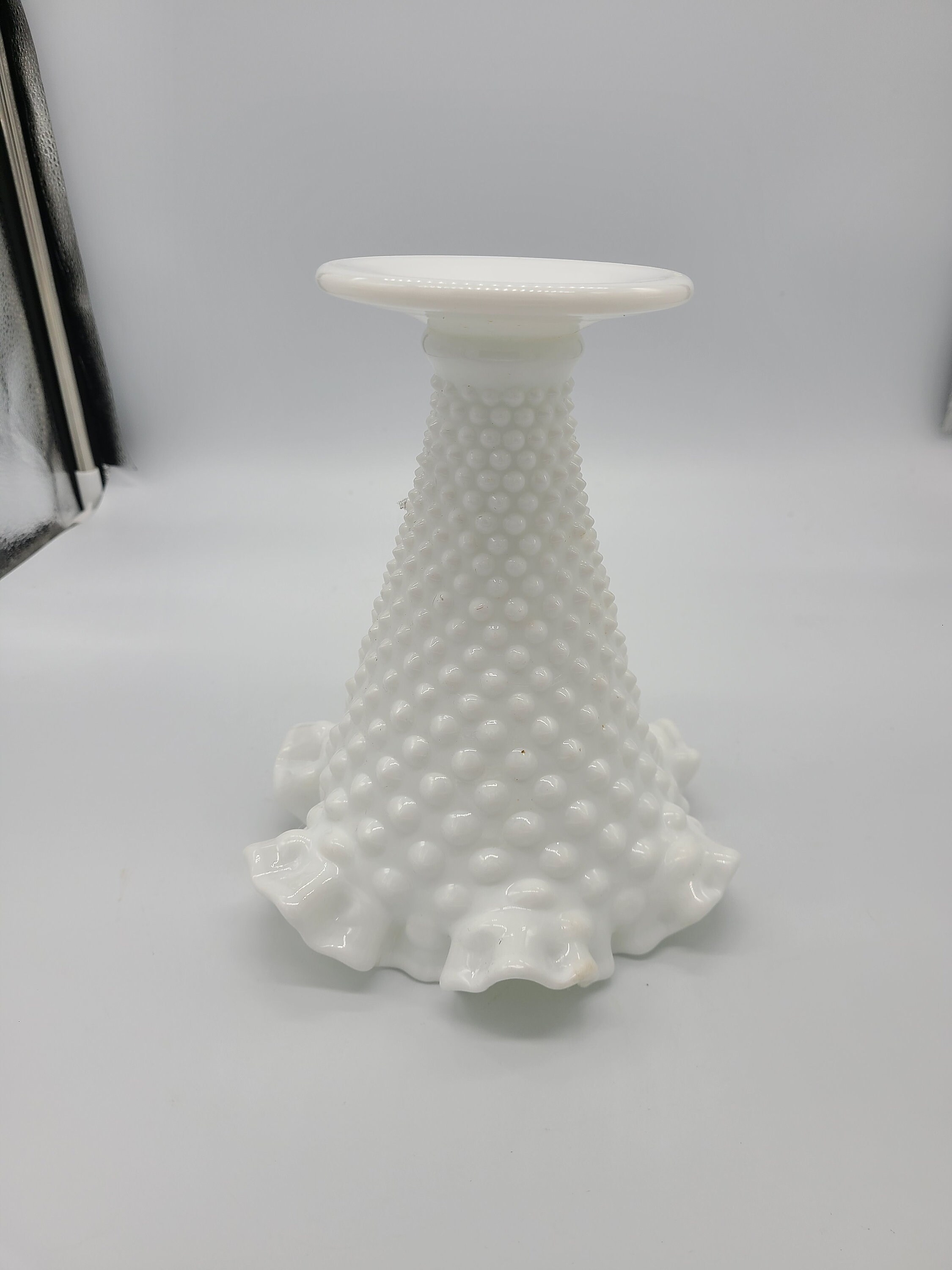 Vintage Fenton Hobnob Ruffle Milk Glass Vase. Vintage Milk Etsy