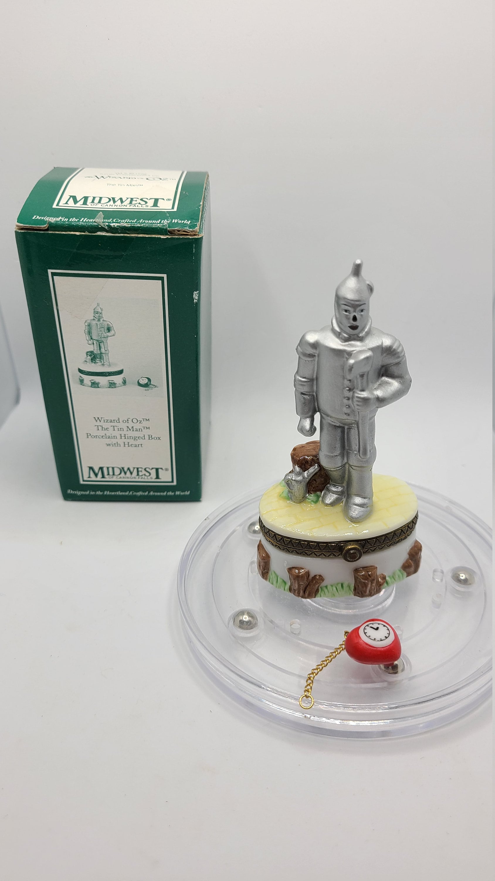 置物 The Wizard of Oz Tin Man Porcelain Hinged Box With Heart Clock