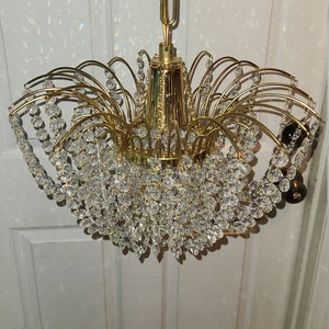 Brass and Crystal Chandelier From the Czech Republic.