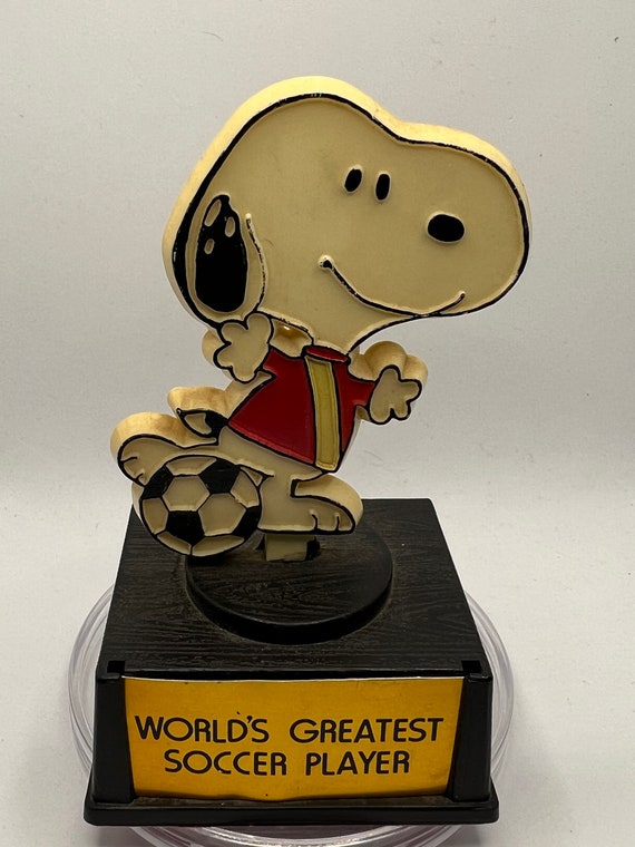 1970's Aviva Peanuts Snoopy Soccer Trophy “world's Greatest Soccer