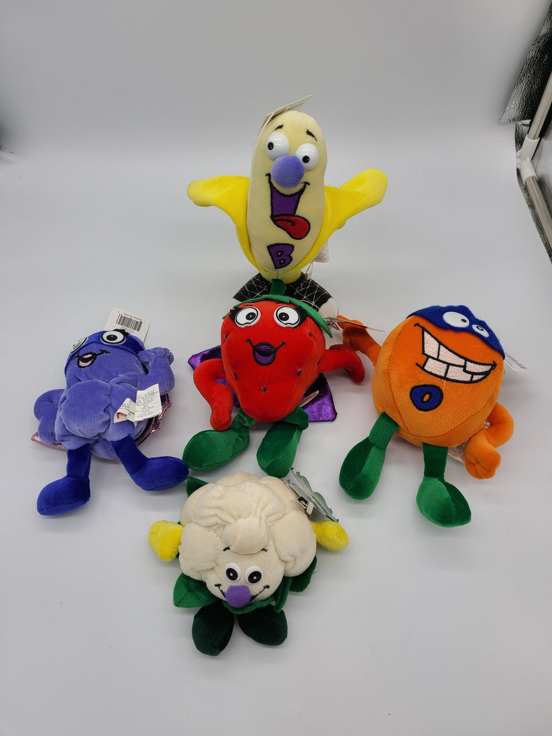 Vintage Anthropomorphic Fruit & Vegetable Plush Super Hero