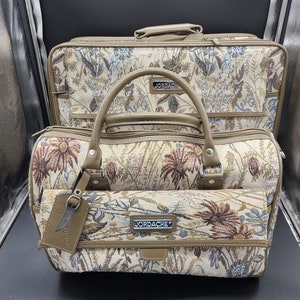 Vintage Jordache Carpet Bag Suitcase & Overnight Carpet Bag. SOLD SEPARATELY!