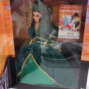 1994 Hollywood Legends Barbie Gone with the Wind Scarlett O&#39;Hara in her Classic Green Dress made from Curtains.