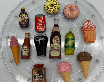 Vintage Pepsi, Coca-Cola, Ice Cream Cone, Donut, Ketchup and More Refrigerator Magnets. Sold Separately!