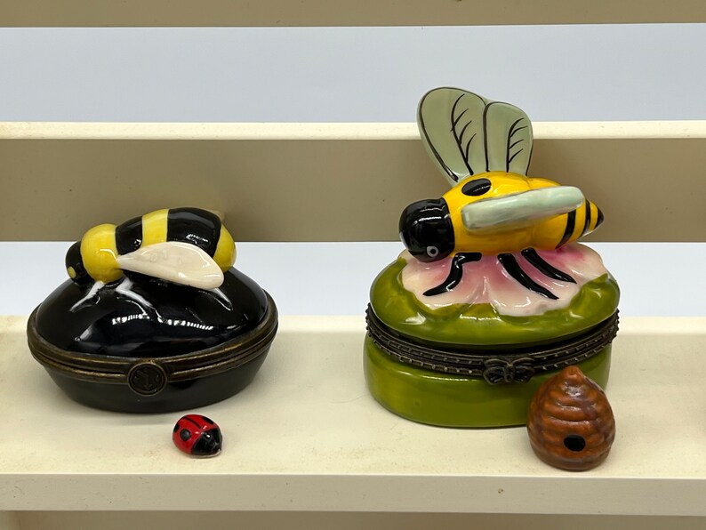 PHB Vintage Porcelain Hinged Box and Trinket Boxes. Popcorn Etsy