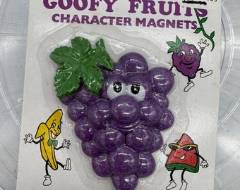 Anthropomorphic Adorable Goofy Fruit Refrigerator Magnet Mint In Pack