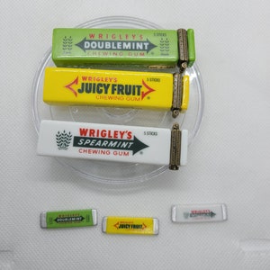 Vintage Retired Wrigley's Doublemint, Juicy Fruit  & Spearmint Gum Porcelain Hinged Box Stick of Gum Trinket Original Box! Sold Separately