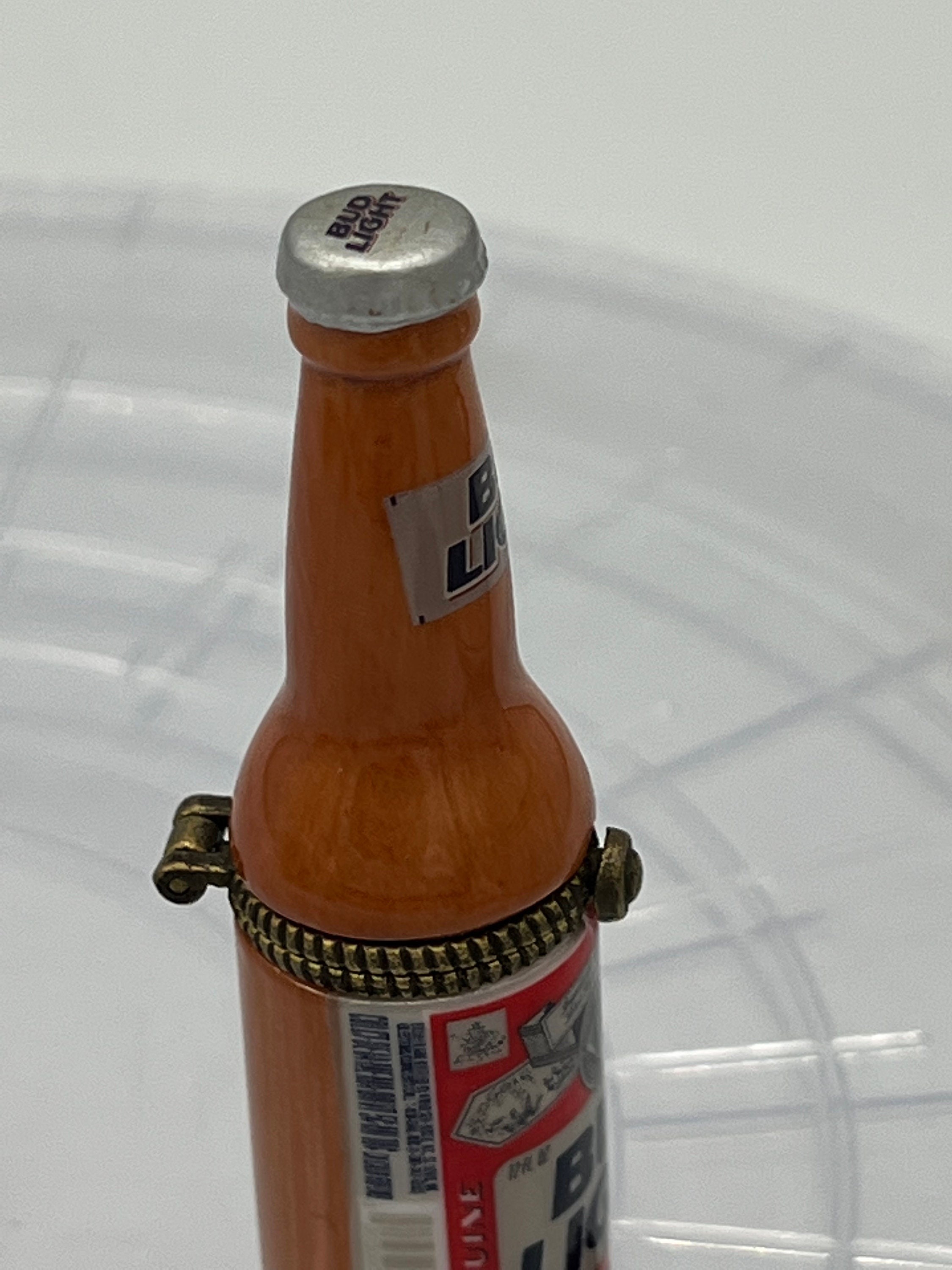 Bud Lite Beer Bottle Porcelain Trinket Box With Pretzel - PHB 2000