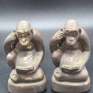 Vintage Made in the Philippines Monkey Bookends.